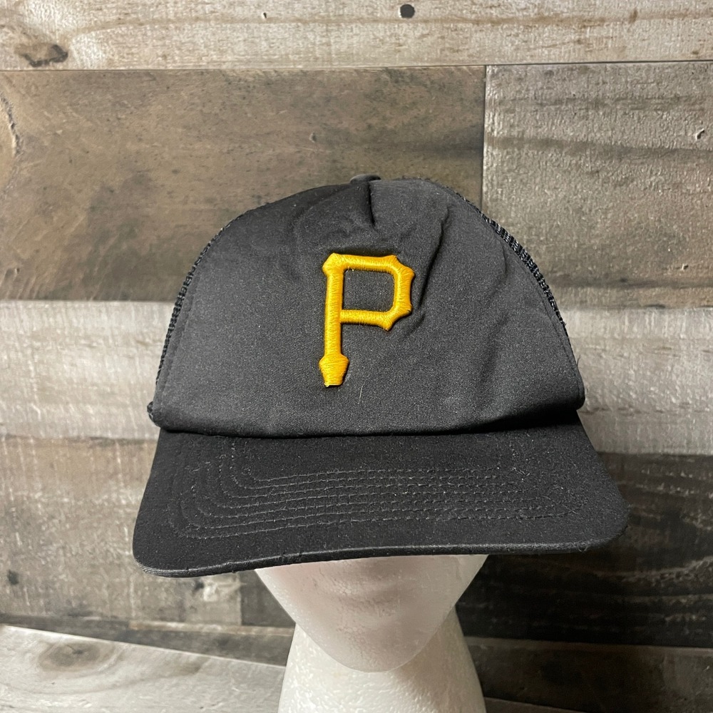 Vintage Pittsburgh Pirates Snapback Hat MLB Baseball Twins Black Trucker Cap
